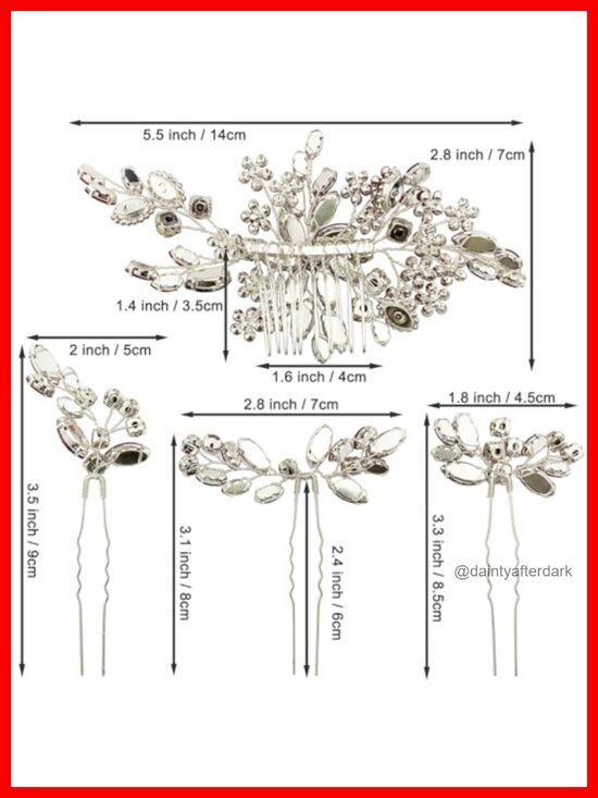 Crystal Wedding Hair Accessories 4pcs Bridal Rhinestone Flower Hair Side Combs